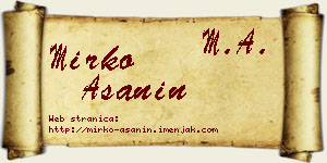Mirko Ašanin vizit kartica
